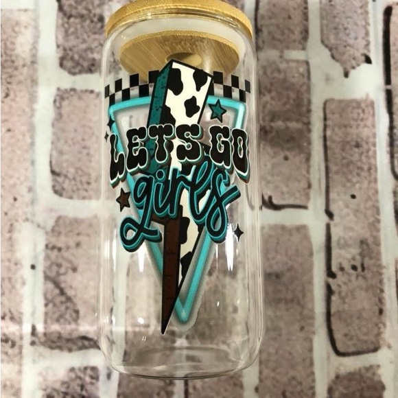 Let's Go Girls Glass Tumbler with Straw - Picture 1 of 1